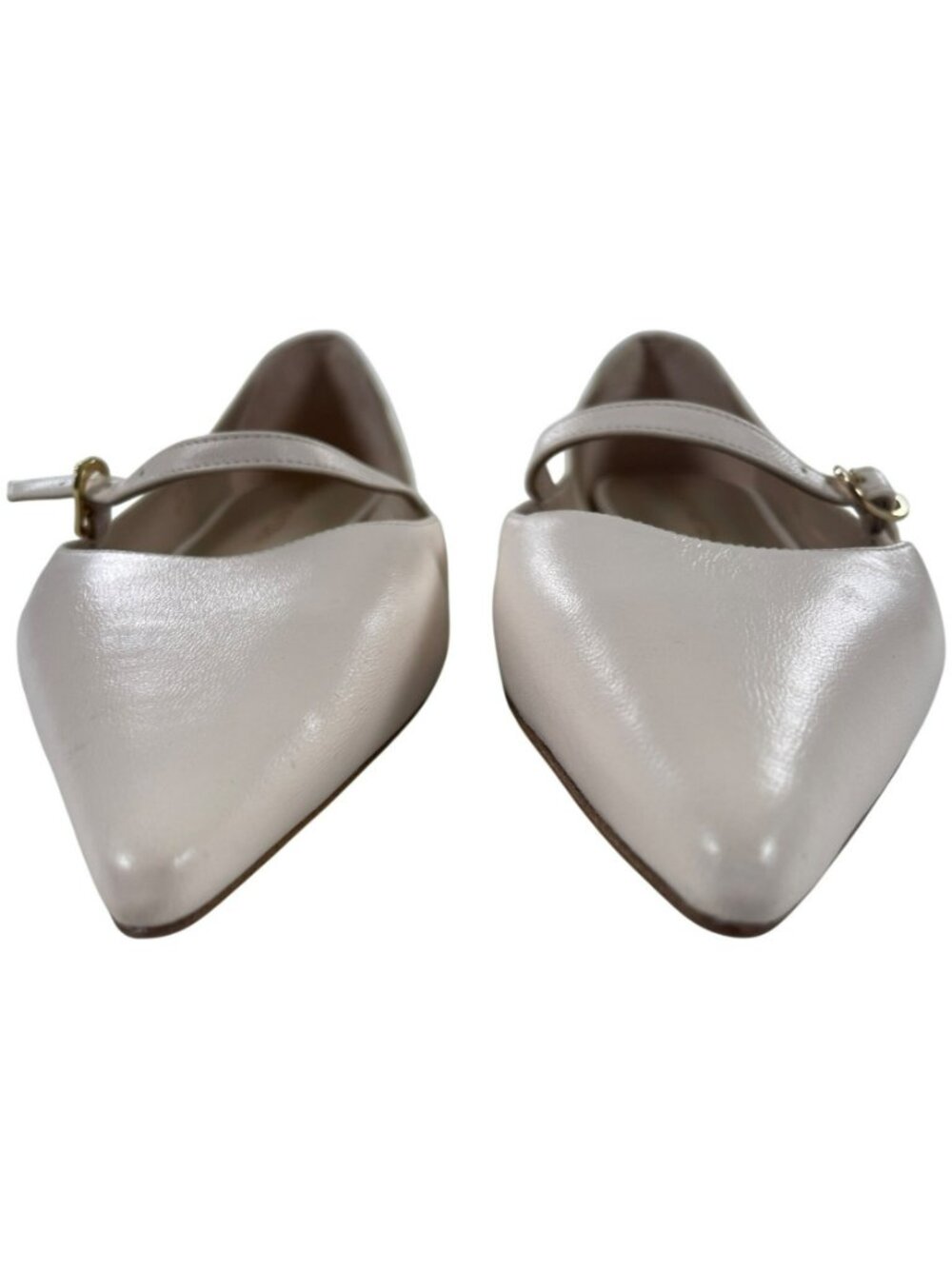 Stuart Weitzman Emilia Mary Jane Seashell Leather Flats Pointed Toe Wmn's Sz 7B - Picture 4 of 11